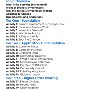 The Business Environment Worksheet Activity Booklet