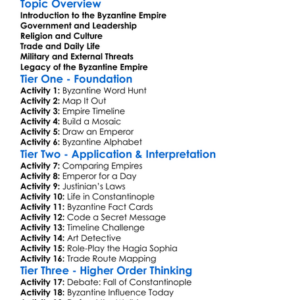 The Byzantine Empire And Its Legacy Worksheet Activity Booklet
