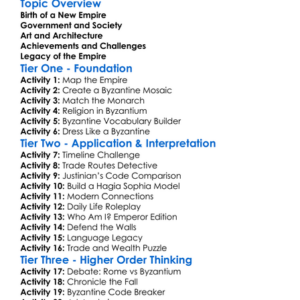 The Byzantine Empire Worksheet Activity Booklet