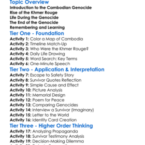 The Cambodian Genocide Worksheet Activity Booklet