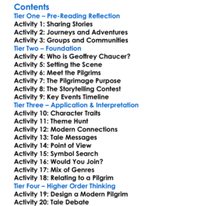 The Canterbury Tales Geoffrey Chaucer Worksheet Activity Booklet