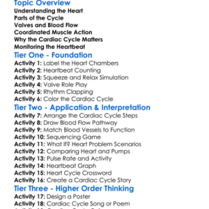 The Cardiac Cycle Worksheet Activity Booklet