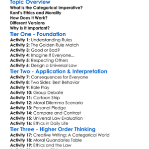The Categorical Imperative Worksheet Activity Booklet