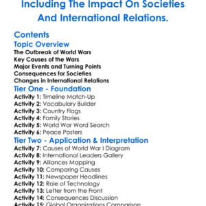 The Causes And Consequences Of World War I And World War Ii I Worksheet Activity Booklet