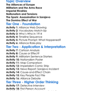 The Causes Of World War I Worksheet Activity Booklet