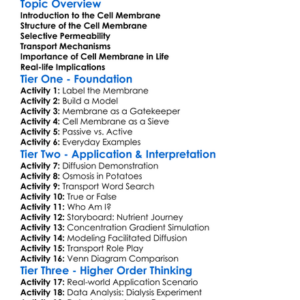 The Cell Membrane And Transport Worksheet Activity Booklet