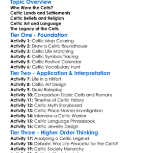 The Celts Worksheet Activity Booklet