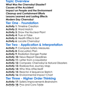 The Chernobyl Disaster Worksheet Activity Booklet