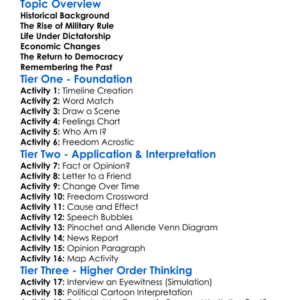 The Chilean Dictatorship Worksheet Activity Booklet