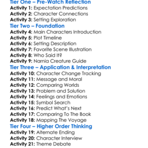 The Chronicles Of Narnia 3 Worksheet Activity Booklet