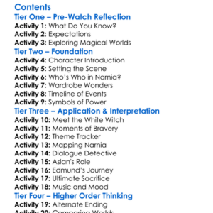 The Chronicles Of Narnia The Lion The Witch And The Wardrobe 2005 Worksheet Activity Booklet