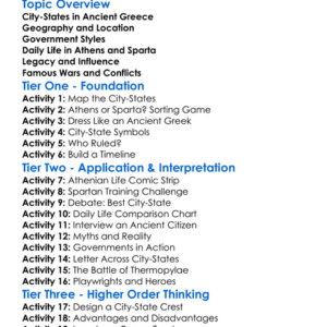 The City-States Of Athens And Sparta Worksheet Activity Booklet