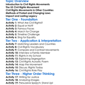 The Civil Rights Movement Globally Worksheet Activity Booklet