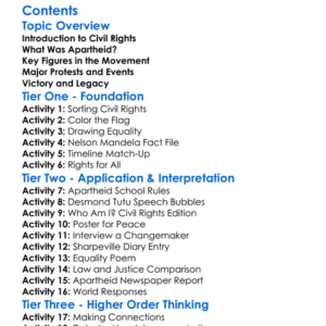 The Civil Rights Movement In South Africa Worksheet Activity Booklet
