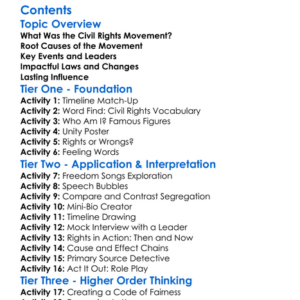 The Civil Rights Movement In The United States Worksheet Activity Booklet