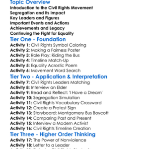 The Civil Rights Movement In The Us Worksheet Activity Booklet