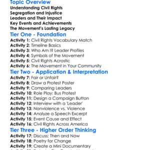 The Civil Rights Movement Worksheet Activity Booklet