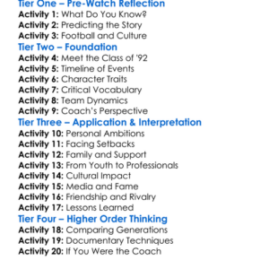 The Class Of 92 2013 Worksheet Activity Booklet