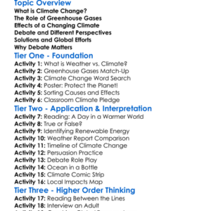 The Climate Change Debate Worksheet Activity Booklet