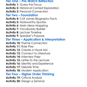 The Clr James Lectures 1983 Worksheet Activity Booklet