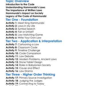 The Code Of Hammurabi Worksheet Activity Booklet