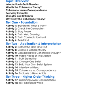 The Coherence Theory Of Truth Worksheet Activity Booklet