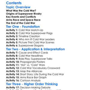 The Cold War And Superpower Rivalry Worksheet Activity Booklet
