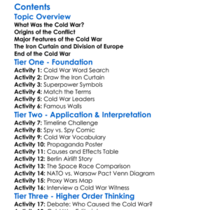 The Cold War Origins And Key Features Worksheet Activity Booklet