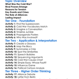 The Cold War Origins And Tensions Worksheet Activity Booklet