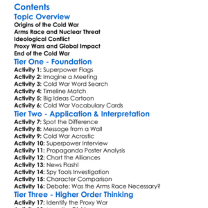 The Cold War Superpower Rivalry And Ideological Conflict Worksheet Activity Booklet