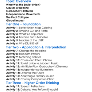 The Collapse Of The Soviet Union Worksheet Activity Booklet