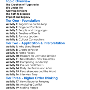 The Collapse Of Yugoslavia Worksheet Activity Booklet