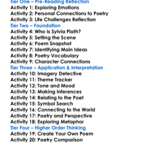 The Collected Poems Sylvia Plath Worksheet Activity Booklet