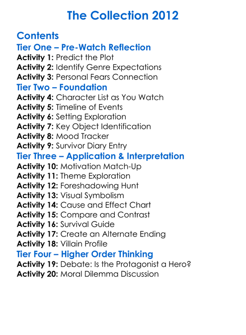 The Collection 2012 Worksheet Activity Booklet