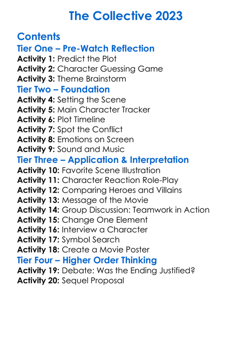 The Collective 2023 Worksheet Activity Booklet