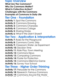 The Commons And Collective Action Worksheet Activity Booklet