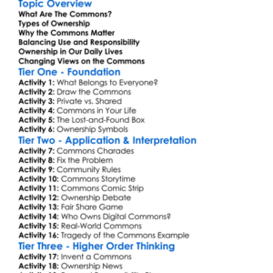 The Commons And Ownership Worksheet Activity Booklet
