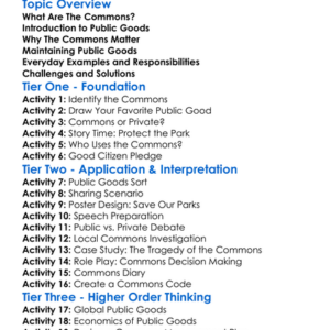 The Commons And Public Goods Worksheet Activity Booklet