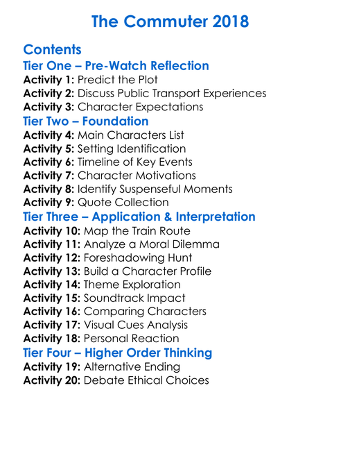 The Commuter 2018 Worksheet Activity Booklet