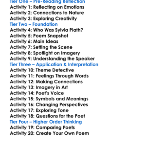 The Complete Poems Sylvia Plath Worksheet Activity Booklet