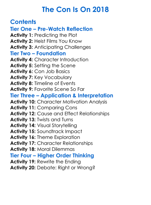 The Con Is On 2018 Worksheet Activity Booklet