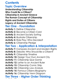 The Concept Of Citizenship In Ancient Societies Worksheet Activity Booklet