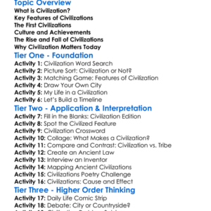 The Concept Of Civilization Worksheet Activity Booklet