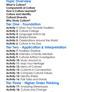 The Concept Of Culture Worksheet Activity Booklet
