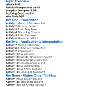 The Concept Of Evil Worksheet Activity Booklet
