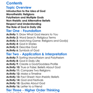 The Concept Of God In Different Religions Worksheet Activity Booklet