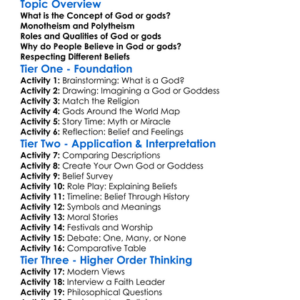 The Concept Of God Or Gods Worksheet Activity Booklet