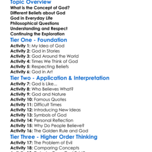 The Concept Of God Worksheet Activity Booklet