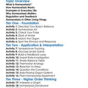 The Concept Of Homeostasis Worksheet Activity Booklet