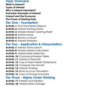 The Concept Of Interest Worksheet Activity Booklet